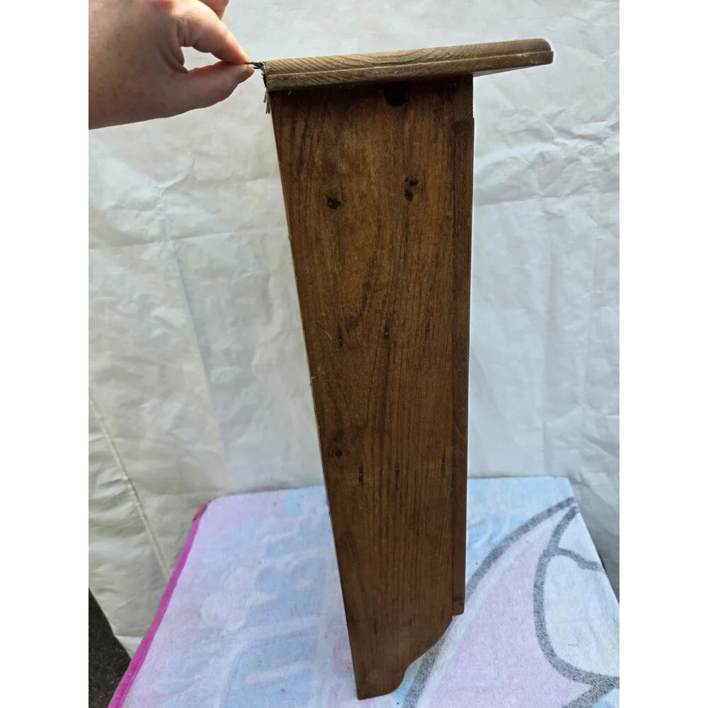 ​Vintage Rustic Wood Wall Shelf Unit – Small Curio Display Cabinet Cubbies 28.5